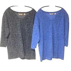 Lot of 2 Motto Womens S M Snake Print Tunic Top 38 Bust Purple Gray‎ V Neck 3/4